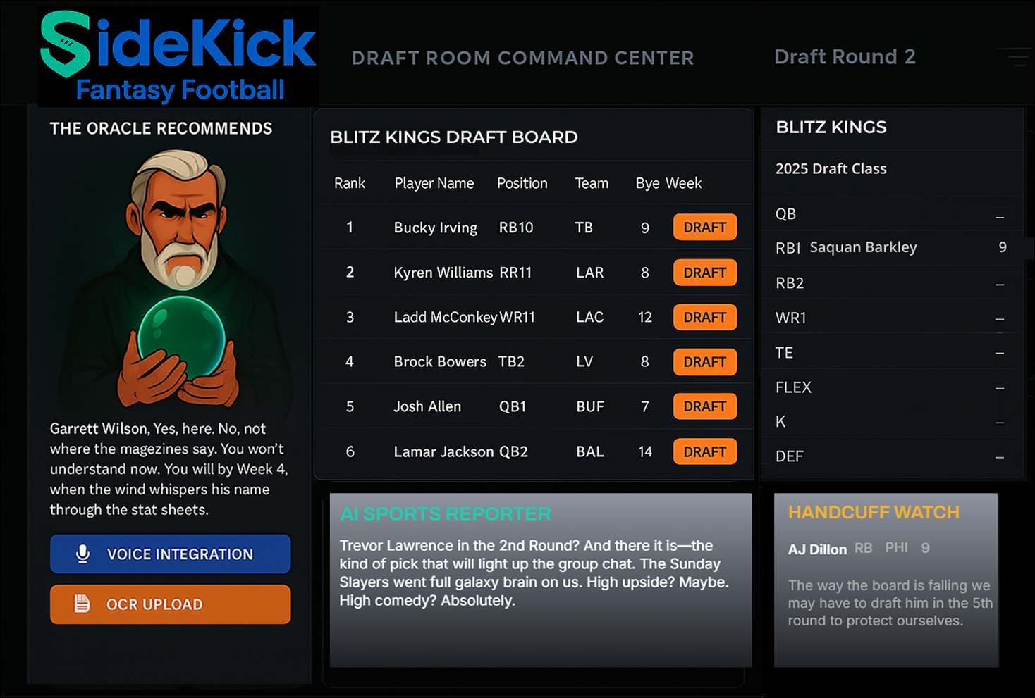 Draft Room Command Center Interface